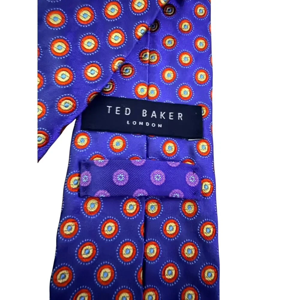 Ted Baker London Purple Geometric 100% Silk Necktie